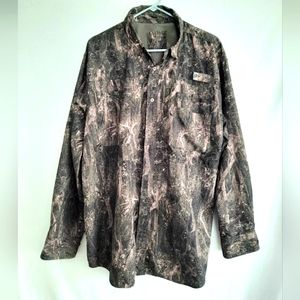 Men's Camo Shirt Vented Large Tactile Nylon Long Sleeved Sports Fishing Hunting